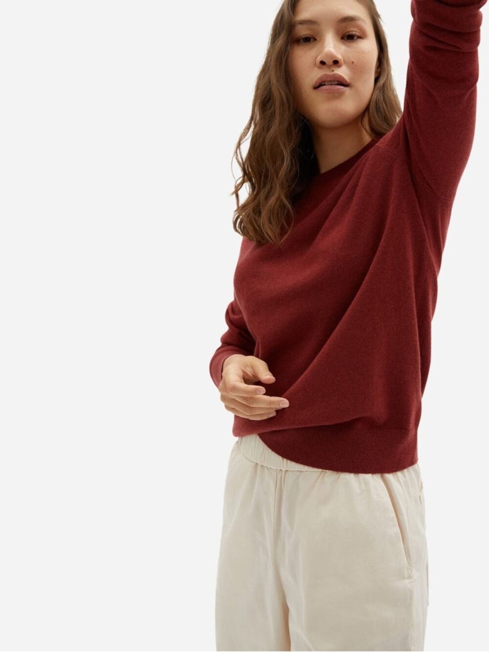 Everlane 100% Cashmere crewneck sweater maroon medium fall autumn
